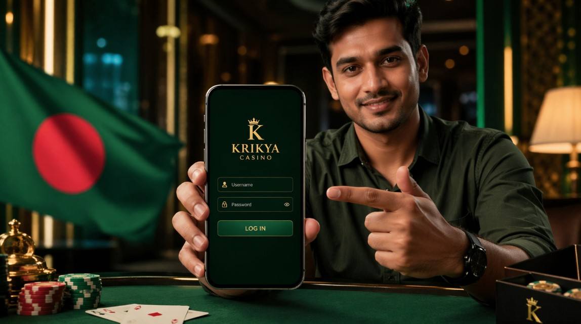 Krikya login screen on desktop and mobile for Bangladesh users